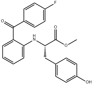 2-[2-(4-Fluoro-benzoyl)-phenylamino]-3-(4-hydroxy-phenyl)-propionic acid methyl ester Structure