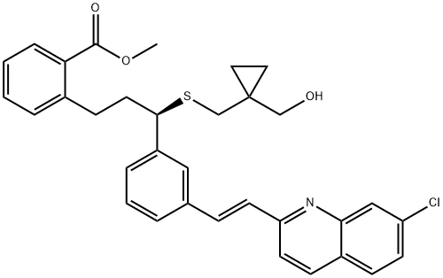 Benzoic acid, 2-[(3R)-3-[3-[(1E)-2-(7-chloro-2-quinolinyl)ethenyl]phenyl]-3-[[[1-(hydroxyMethyl)cyclopropyl]Methyl]thio]propyl]-, Methyl ester Structure