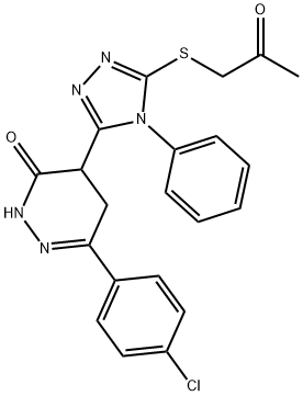 6-(4-chlorophenyl)-4-{5-[(2-oxopropyl)sulfanyl]-4-phenyl-4H-1,2,4-triazol-3-yl}-4,5-dihydro-3(2H)-pyridazinone 구조식 이미지