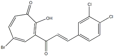 5-bromo-3-[3-(3,4-dichlorophenyl)acryloyl]-2-hydroxy-2,4,6-cycloheptatrien-1-one 구조식 이미지