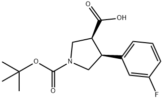 (3S,4S)-4-(3-fluorophenyl)-1-[(2-methylpropan-2-yl)oxycarbonyl]pyrrolidine-3-carboxylic acid Structure