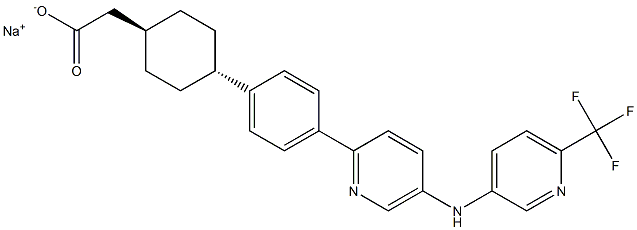 sodium 2-((trans)-4-(4-(5-((6-(trifluoromethyl)pyridin-3-yl)amino)pyridin-2-yl)phenyl)cyclohexyl)acetate Structure