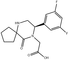 6,9-Diazaspiro[4.5]decane-9-acetic acid, 8-(3,5-difluorophenyl)-10-oxo-, (8R)- Structure