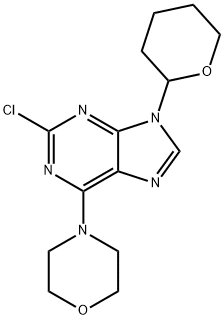 2-chloro-6-(morpholin-4-yl)-9-(tetrahydro-2H-pyran-2-yl)-9H-purine Structure
