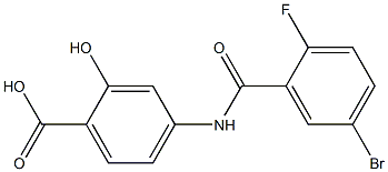 4-[(5-bromo-2-fluorobenzene)amido]-2-hydroxybenzoic acid 구조식 이미지