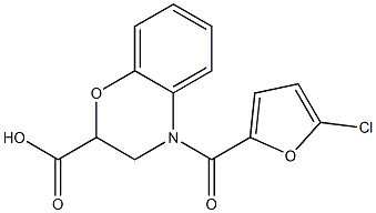 4-[(5-chlorofuran-2-yl)carbonyl]-3,4-dihydro-2H-1,4-benzoxazine-2-carboxylic acid 구조식 이미지