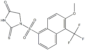 2-Thioxo-1-[[5-(trifluoromethyl)-6-methoxy-1-naphtyl]sulfonyl]imidazolidin-4-one 구조식 이미지