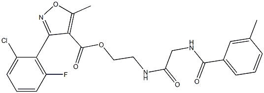 2-({2-[(3-methylbenzoyl)amino]acetyl}amino)ethyl 3-(2-chloro-6-fluorophenyl)-5-methyl-4-isoxazolecarboxylate 구조식 이미지