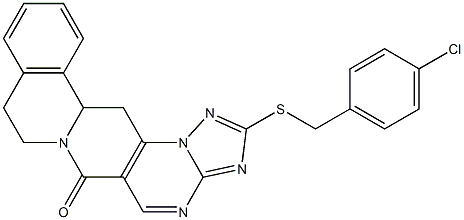 2-[(4-chlorobenzyl)sulfanyl]-8,9,13b,14-tetrahydro-6H-[1,2,4]triazolo[5'',1'':2',3']pyrimido[4',5':4,5]pyrido[2,1-a]isoquinolin-6-one Structure