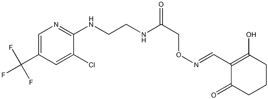 N-(2-{[3-chloro-5-(trifluoromethyl)-2-pyridinyl]amino}ethyl)-2-({[(2-hydroxy-6-oxo-1-cyclohexenyl)methylene]amino}oxy)acetamide 구조식 이미지