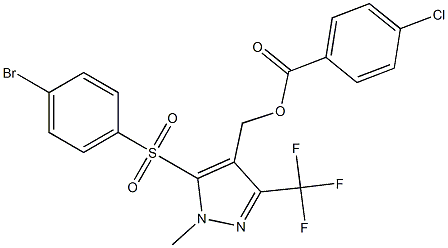 [5-[(4-bromophenyl)sulfonyl]-1-methyl-3-(trifluoromethyl)-1H-pyrazol-4-yl]methyl 4-chlorobenzenecarboxylate Structure