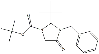 3-Benzyl-2-t-butyl-4-oxoimidazolidine-1-carboxylic acid, t-butyl ester 구조식 이미지