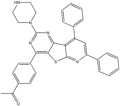 4-(4-acetylphenyl)piperazino-7,9-diphenylpyrido(3',2'-4,5)thieno(3,2-d)pyrimidine Structure