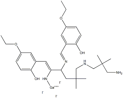 (bis(5-ethoxy-2-hydroxybenzylidene)-N,N''-bis(2,2-dimethyl-3-aminopropyl)ethylenediamine)gallium(III) iodide 구조식 이미지
