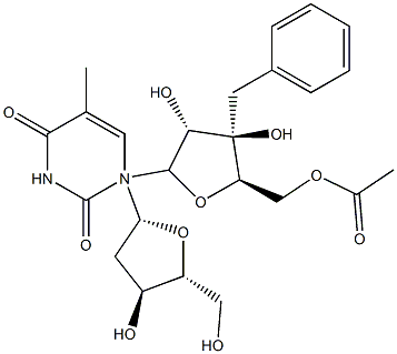 1-(5'-O-acetyl-3'-benzylxylofuranosyl)thymidine 구조식 이미지