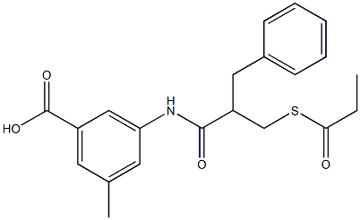 3-(2-benzyl-3-(propionylthio)propionyl)amino-5-methybenzoic acid Structure