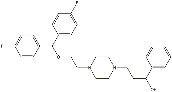 1-(2-(bis(4-fluorophenyl)--methoxy)ethyl)-4-(3-hydroxy-3-phenylpropyl)piperazine 구조식 이미지