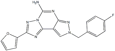 5-amino-8-(4-fluorobenzyl)-2-(2-furyl)pyrazolo(4,3-e)-1,2,4-triazolo(1,5-c)pyrimidine 구조식 이미지