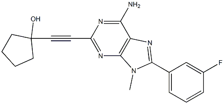 1-(2-(6-amino-8-(3-fluorophenyl)-9-methyl-9H-2-purinyl)-1-ethynyl)-1-cyclopentanol 구조식 이미지