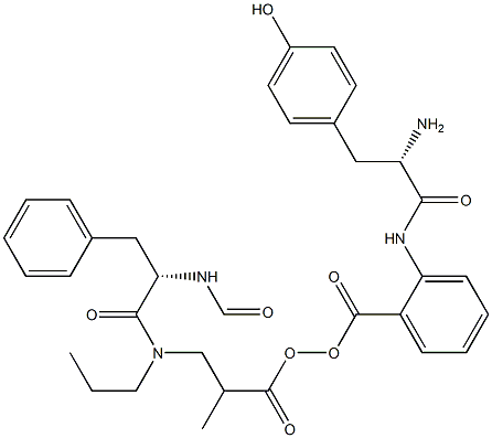 N-carboxy-3-phenylpropyl-alanyl-aminoisobutyric acid-tyrosyl-aminobenzoate Structure