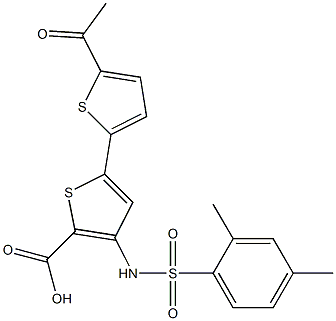 5-(5-acetylthiophen-2-yl)-3-[(2,4-dimethylphenyl)sulfonylamino]thiophene-2-carboxylic acid Structure