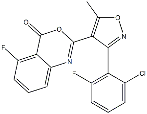2-[3-(2-chloro-6-fluorophenyl)-5-methylisoxazol-4-yl]-5-fluoro-4H-3,1-benzoxazin-4-one Structure