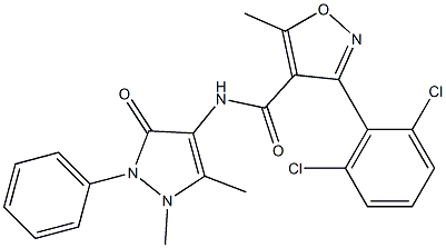 3-(2,6-dichlorophenyl)-N-(1,5-dimethyl-3-oxo-2-phenyl-2,3-dihydro-1H-pyrazol-4-yl)-5-methyl-4-isoxazolecarboxamide 구조식 이미지