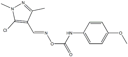 5-chloro-4-[({[(4-methoxyanilino)carbonyl]oxy}imino)methyl]-1,3-dimethyl-1H-pyrazole 구조식 이미지