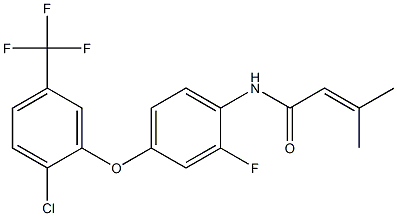 N1-{4-[2-chloro-5-(trifluoromethyl)phenoxy]-2-fluorophenyl}-3-methylbut-2-enamide 구조식 이미지