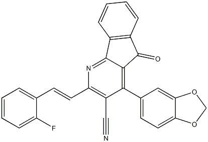 4-(1,3-benzodioxol-5-yl)-2-[(E)-2-(2-fluorophenyl)ethenyl]-5-oxo-5H-indeno[1,2-b]pyridine-3-carbonitrile Structure
