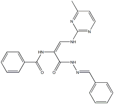 N-(2-[(4-methyl-2-pyrimidinyl)amino]-1-{[2-(phenylmethylene)hydrazino]carbonyl}vinyl)benzenecarboxamide Structure