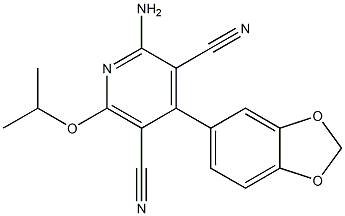 2-amino-4-(1,3-benzodioxol-5-yl)-6-isopropoxypyridine-3,5-dicarbonitrile 구조식 이미지