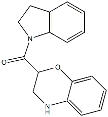 2-(2,3-dihydro-1H-indol-1-ylcarbonyl)-3,4-dihydro-2H-1,4-benzoxazine 구조식 이미지