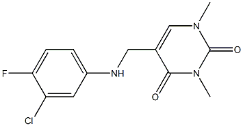 5-{[(3-chloro-4-fluorophenyl)amino]methyl}-1,3-dimethyl-1,2,3,4-tetrahydropyrimidine-2,4-dione 구조식 이미지