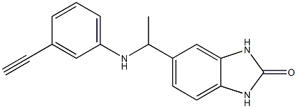 5-{1-[(3-ethynylphenyl)amino]ethyl}-2,3-dihydro-1H-1,3-benzodiazol-2-one 구조식 이미지