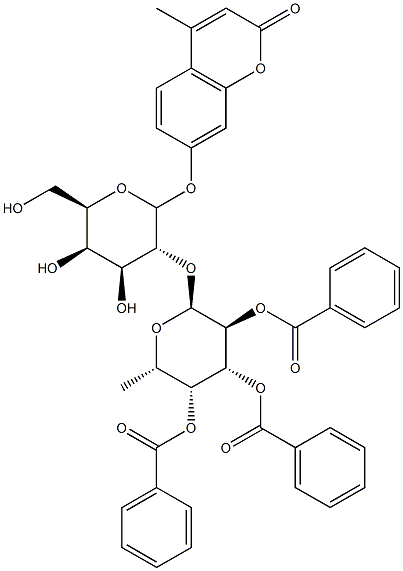 4-Methylumbelliferyl 2-O-(2,3,4-Tri-O-benzoyl-a-L-fucopyranosyl)--D-galactopyranoside Structure