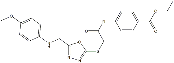 ethyl 4-{[({5-[(4-methoxyanilino)methyl]-1,3,4-oxadiazol-2-yl}sulfanyl)acetyl]amino}benzoate 구조식 이미지