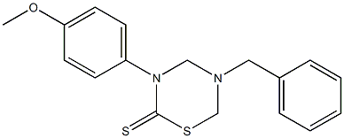 5-benzyl-3-(4-methoxyphenyl)-1,3,5-thiadiazinane-2-thione 구조식 이미지