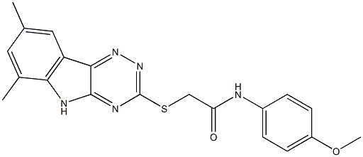 2-[(6,8-dimethyl-5H-[1,2,4]triazino[5,6-b]indol-3-yl)sulfanyl]-N-(4-methoxyphenyl)acetamide 구조식 이미지