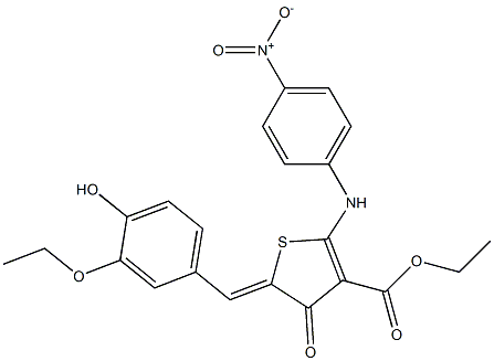 ethyl 5-(3-ethoxy-4-hydroxybenzylidene)-2-{4-nitroanilino}-4-oxo-4,5-dihydro-3-thiophenecarboxylate 구조식 이미지