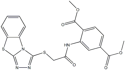 dimethyl 2-{[([1,2,4]triazolo[3,4-b][1,3]benzothiazol-3-ylsulfanyl)acetyl]amino}terephthalate Structure