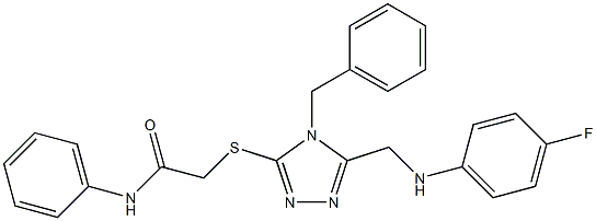 2-({4-benzyl-5-[(4-fluoroanilino)methyl]-4H-1,2,4-triazol-3-yl}sulfanyl)-N-phenylacetamide 구조식 이미지