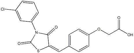 (4-{[3-(3-chlorophenyl)-2,4-dioxo-1,3-thiazolidin-5-ylidene]methyl}phenoxy)acetic acid Structure