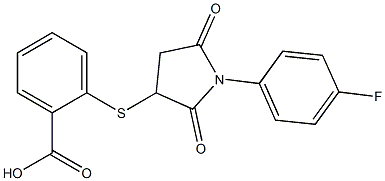 2-{[1-(4-fluorophenyl)-2,5-dioxo-3-pyrrolidinyl]sulfanyl}benzoic acid 구조식 이미지
