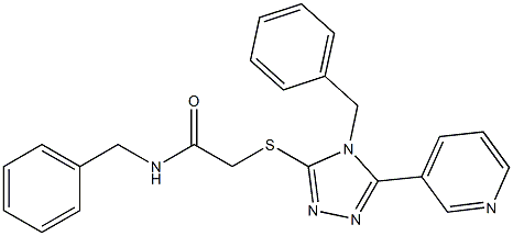 N-(phenylmethyl)-2-{[4-(phenylmethyl)-5-pyridin-3-yl-4H-1,2,4-triazol-3-yl]sulfanyl}acetamide 구조식 이미지