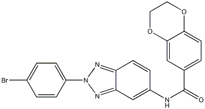 N-[2-(4-bromophenyl)-2H-1,2,3-benzotriazol-5-yl]-2,3-dihydro-1,4-benzodioxine-6-carboxamide 구조식 이미지