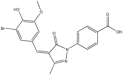 4-[4-(3-bromo-4-hydroxy-5-methoxybenzylidene)-3-methyl-5-oxo-4,5-dihydro-1H-pyrazol-1-yl]benzoic acid 구조식 이미지