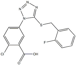 2-chloro-5-{5-[(2-fluorobenzyl)sulfanyl]-1H-tetraazol-1-yl}benzoic acid Structure