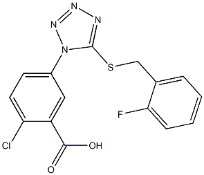 2-chloro-5-{5-[(2-fluorobenzyl)sulfanyl]-1H-tetraazol-1-yl}benzoic acid 구조식 이미지