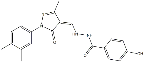 N'-{[1-(3,4-dimethylphenyl)-3-methyl-5-oxo-1,5-dihydro-4H-pyrazol-4-ylidene]methyl}-4-hydroxybenzohydrazide 구조식 이미지